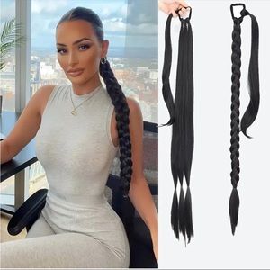 NWT 30 inches with rubber band black ponytail hair extensions